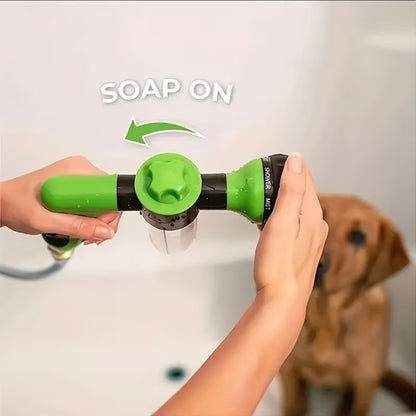 8-in-1 Pet Bathing & Garden Spray Gun – Adjustable High Pressure Hose Nozzle with Soap Dispenser