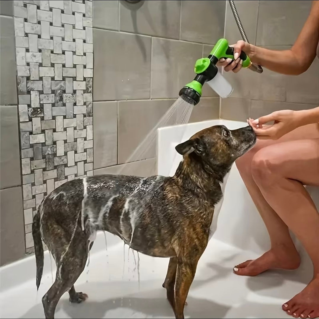 8-in-1 Pet Bathing & Garden Spray Gun – Adjustable High Pressure Hose Nozzle with Soap Dispenser