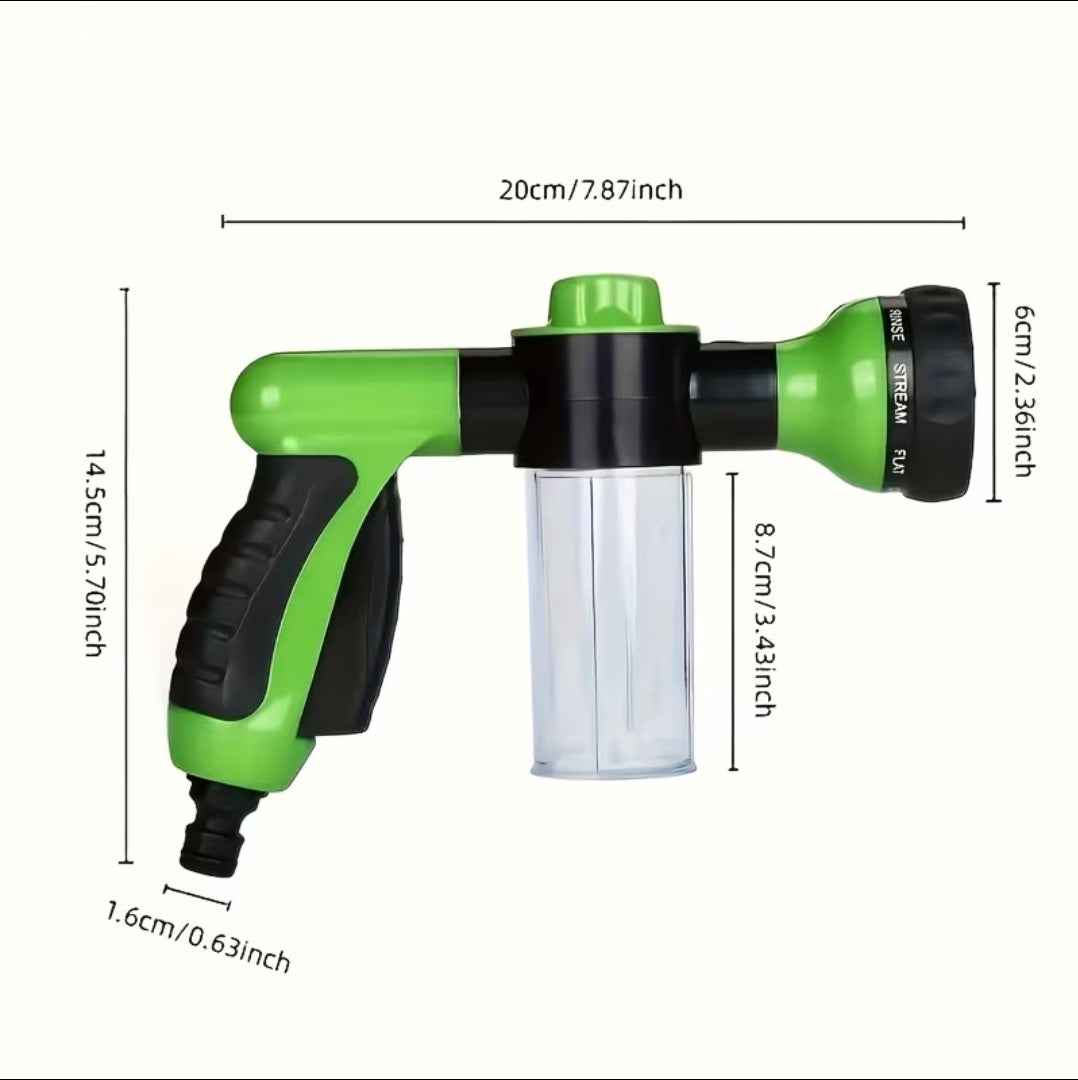 8-in-1 Pet Bathing & Garden Spray Gun – Adjustable High Pressure Hose Nozzle with Soap Dispenser